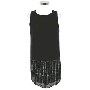ASTR Black Beaded Sleeveless Shift Dress Party Cocktail Mini Length Size Medium